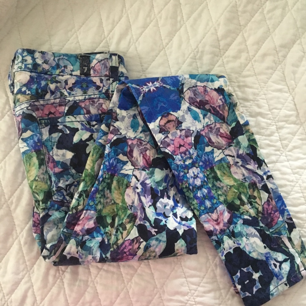 7 for all mankind floral  jeans size 25